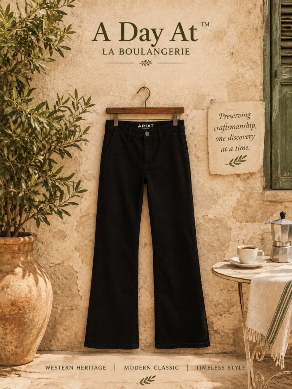 Ariat Black Denim Forever Wide Leg Trouser Pants 25L Western Boho Americana Slim